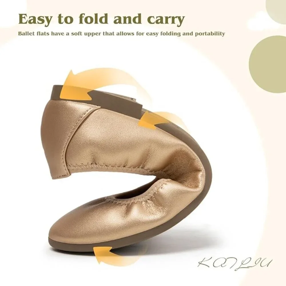 Women's US‎ 8 Ballet Flat Casual Slip On Flat Shoes Gold - Picture 4 of 6